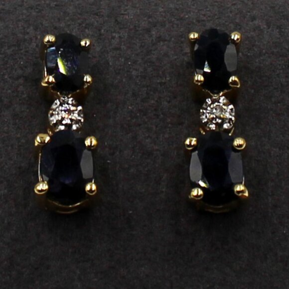 Sapphire and Diamond Earrings - Picture 2 of 7